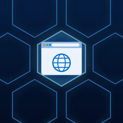 Fereastră de browser cu un glob